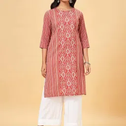 Rangmanch by Pantaloons Rust Printed Straight Kurta image 1