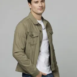 celio celio* Olive Cotton Regular Fit Jacket image 4