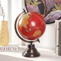 The Artment Modern Art Crimson Red & Black Metal Medium Globe for Study Table image 4