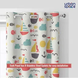 Urban Space Multicolor Polyester Door Curtain With Tieback & Eyelet image 4