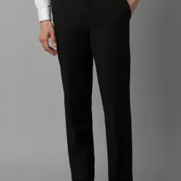Louis Philippe Black Slim Fit Striped Trousers image 1