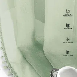 Urban Space Green Polyester Door Curtain With Tieback & Eyelet - Set of 2 image 4