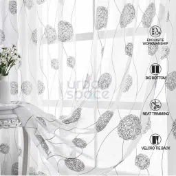 Urban Space Grey Polyester Window Curtain With Tieback & Eyelet - Set of 2 image 4