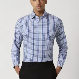 Van Heusen Blue Regular Fit Checks Shirt image 1