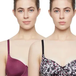 Triumph Violet & Black Microfiber Padded Non Wired T-Shirt Bra (Pack Of 2)-picture-17