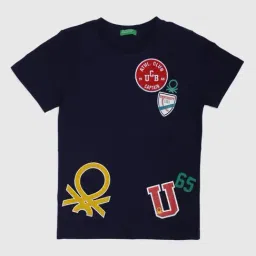 United Colors of Benetton Kids Navy Cotton Printed T-Shirt-picture-22