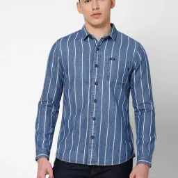 Lee Dark Blue Slim Fit Striped Shirt-picture-25