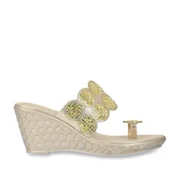 Jove Women's Golden Toe Ring Wedges-image-9