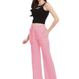 PATRORNA Pink Mid Rise Relaxed Fit Trousers image 4