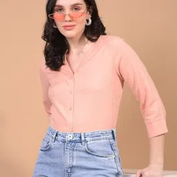 Crimsoune Club Peach Blended Solid Shirt image 1