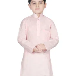 SG Yuvraj Kids Light Pink Solid Full Sleeves Kurta image 1