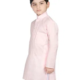 SG Yuvraj Kids Light Pink Solid Full Sleeves Kurta image 3