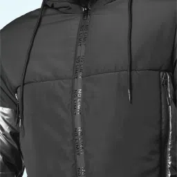 Ajile By Pantaloons Black Regular Fit Self Pattern Hooded Jacket image 4