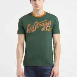Levi's Dark-Green Regular Fit Logo Printed T-Shirt image 1