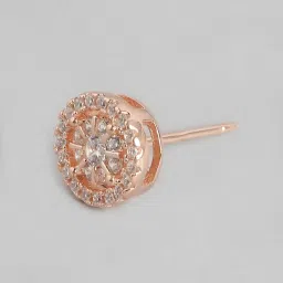 zavya Radiant Blooms Rose Gold Plated 925 Sterling Silver Cubic Zirconia Stud Earrings image 4