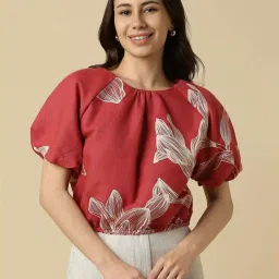 Allen Solly Red Regular Fit Printed Top image 1