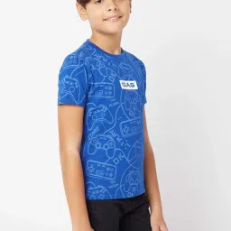 Gas Kids Blue Cotton Printed T-Shirt image 4