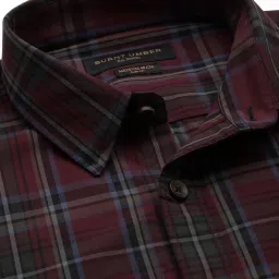 Burnt Umber Wine Regular Fit Check Shirt image 4