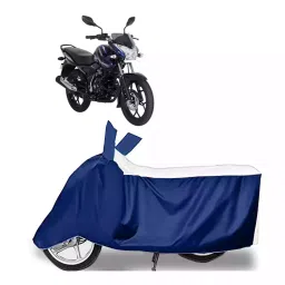 Auto Pearl Bike Cover for Bajaj Discover 150 s (White & Blue) image 1