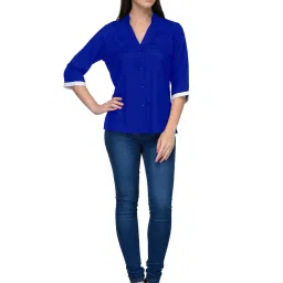 PATRORNA Royal Blue Regular Fit Shirt image 4