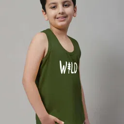 Friskers Kids Olive & White Cotton Printed Vest image 4
