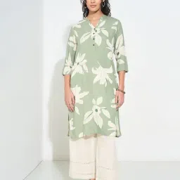 Rangmanch By Pantaloons Green Regular Fit Printed Kurta-image-36