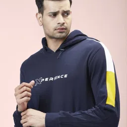 Ajile By Pantaloons Navy Slim Fit Printed Hooded Sweatshirt image 4