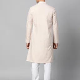 Manthan Men Off White Solid Kurta image 5