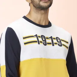 Byford By Pantaloons Mustard & Navy Regular Fit Printed Sweatshirt image 4