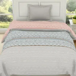 Spaces Floral Grey & Orange 144 TC Cotton Single Quilt-image-49