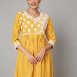 KOI SLEEPWEAR Yellow Embroidered Dress image 1