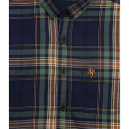 Cantabil Kids Navy & Green Checks Full Sleeves Shirt image 4