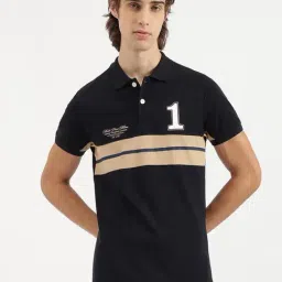 United Colors of Benetton Black Cotton Regular Fit Colourblocked Polo T-Shirt-picture-14