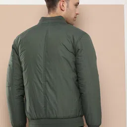 HERE&NOW Solid Stand-Collar Bomber Jacket image 3