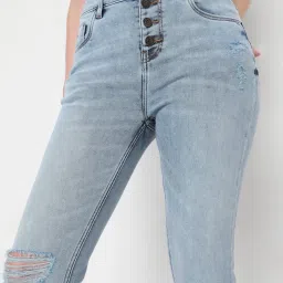 Vero Moda Light Blue Skinny Fit Distressed Jeans image 5