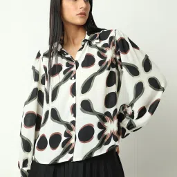Vero Moda Black & White Viscose Printed Shirt image 1