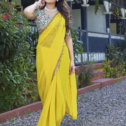 The Textile Hub Embellished Pure Georgette Saree image 4