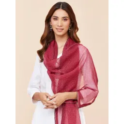 Fabindia Maroon Printed Stole image 3