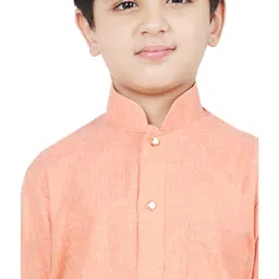 SG Yuvraj Kids Peach Solid Full Sleeves Kurta image 4