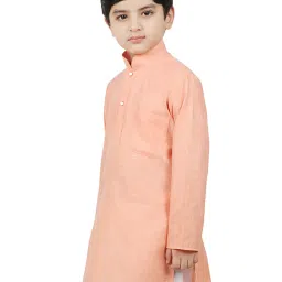 SG Yuvraj Kids Peach Solid Full Sleeves Kurta image 3