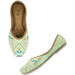 Desi Colour Women's Tea Green Ethnic Juttis image 2