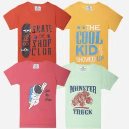 Vimal Jonney Girls Multicolor Printed T-Shirt (Pack Of 4)-picture-22