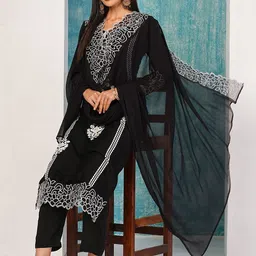 Moda Rapido Women Ethnic Motifs Embroidered Regular Thread Work Kurta with Trousers & With Dupatta-image-33