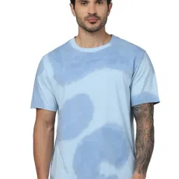 celio* Blue Regular Fit Tie - Dye Cotton Crew T-Shirt-image-62