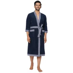 Spaces Hygro Solid Dark Blue Cotton Bathrobes image 1