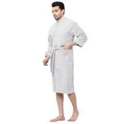 Spaces Exotica Solid Silver Cotton Bathrobes image 1