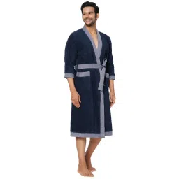 Spaces Hygro Solid Dark Blue Cotton Bathrobes image 3