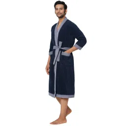 Spaces Hygro Solid Dark Blue Cotton Bathrobes image 4