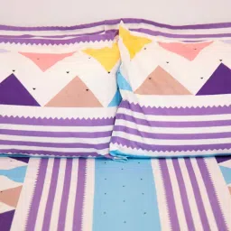 Ariana Multicolor Microfibre 120 TC Queen Bedsheet With 2 Pillow Covers image 4