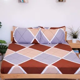 Ariana Multicolor Microfibre 144 TC Queen Bedsheet With 2 Pillow Covers image 1